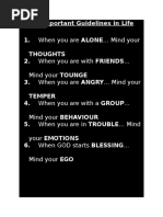 Six Important Guidelines in Life