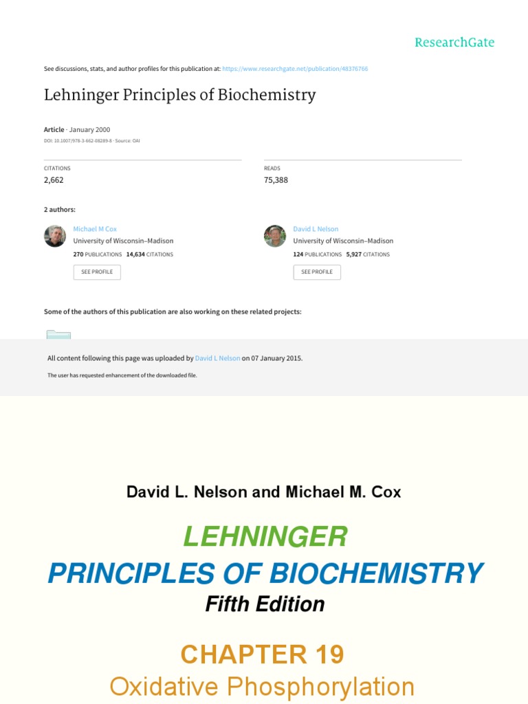 Lehninger principles of biochemistry pdf
