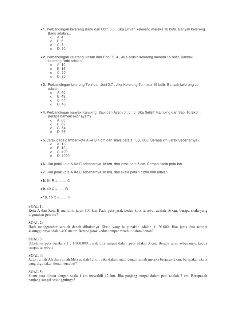 Soal Skala Cinta Sd Kelas 5