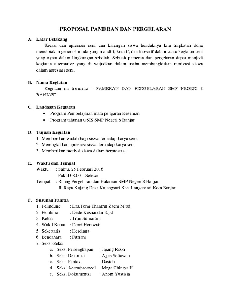 Proposal Pameran Dan Pergelaran