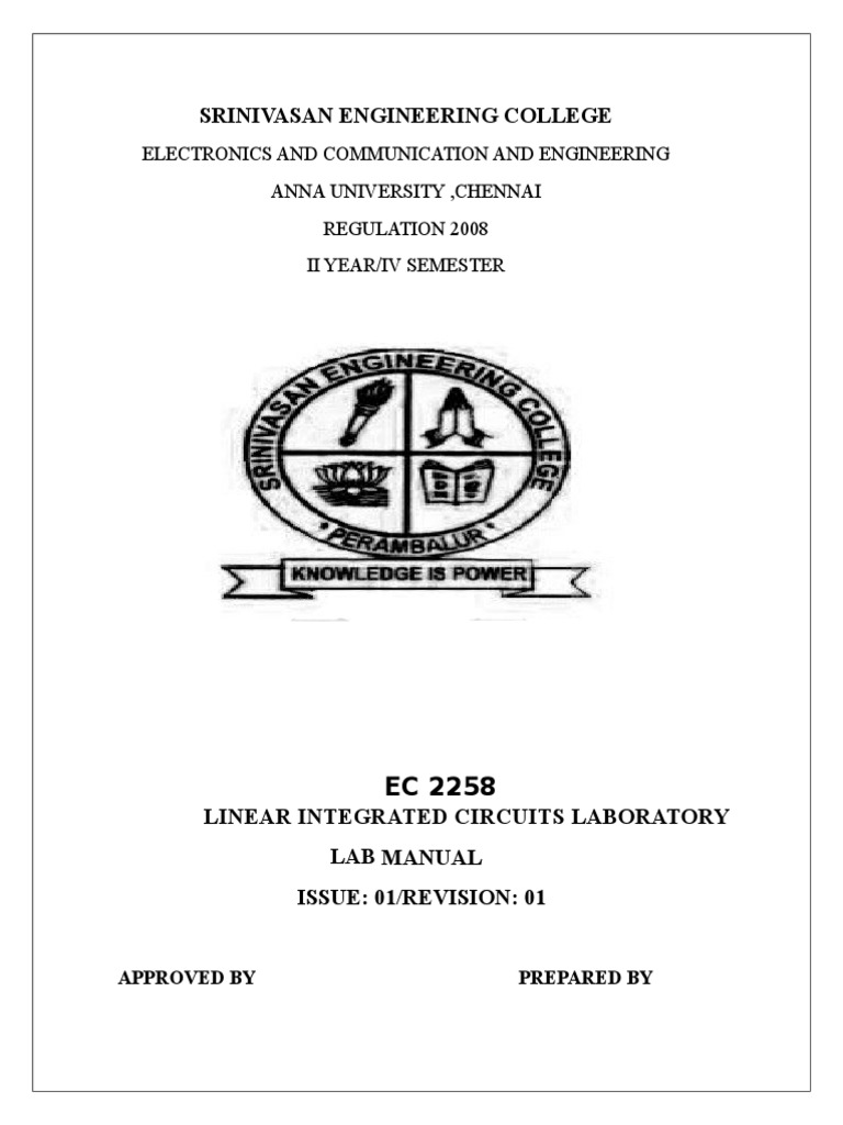 Linear Integrated Circuits Lab Manual | PDF | Operational Amplifier ...
