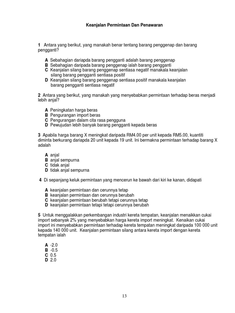 Keanjalan Permintaan Dan Penawaran  PDF