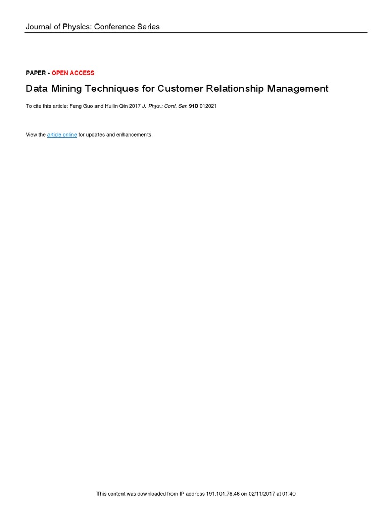 Data Mining for Customer Relationship Management | PDF | Customer ...