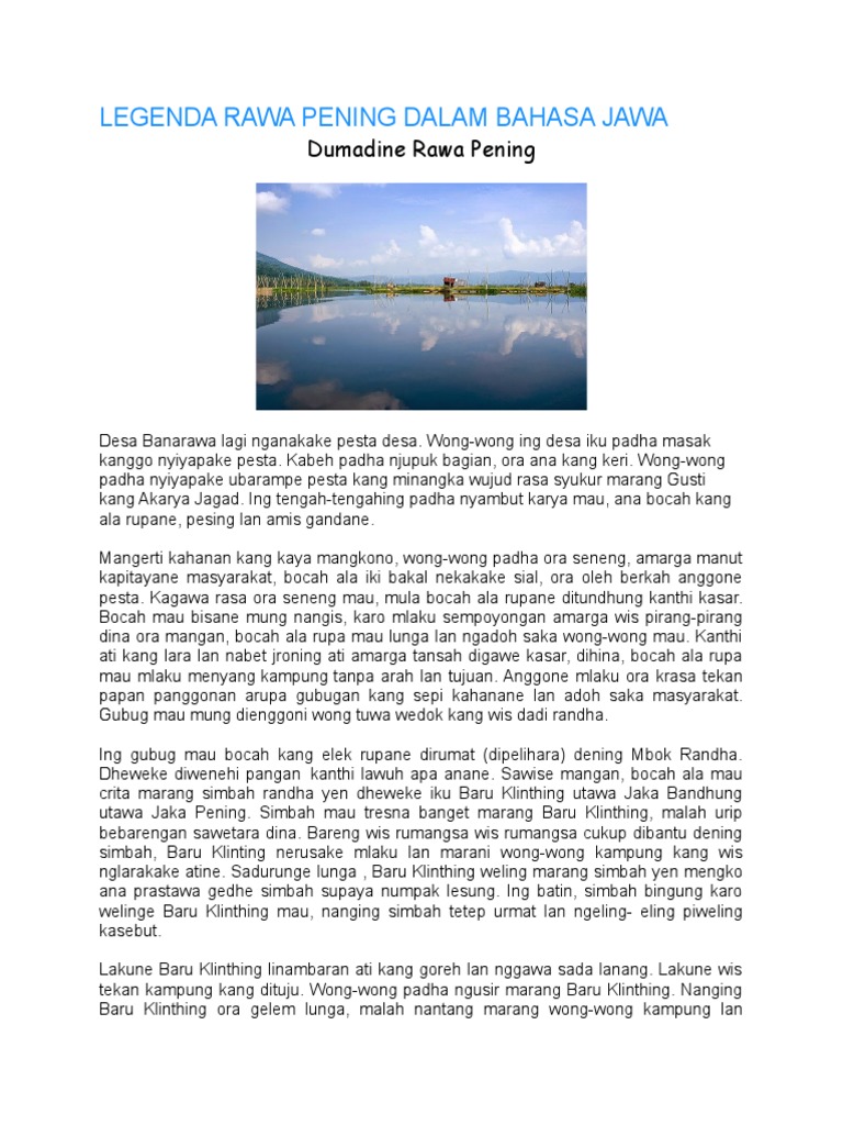 Legenda Rawa Pening Dalam Bahasa Jawa PDF