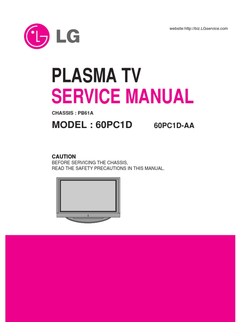 Lg Tv Plasma 60pc1d 60pc1d Service Manual | Resistor | Alternating Current