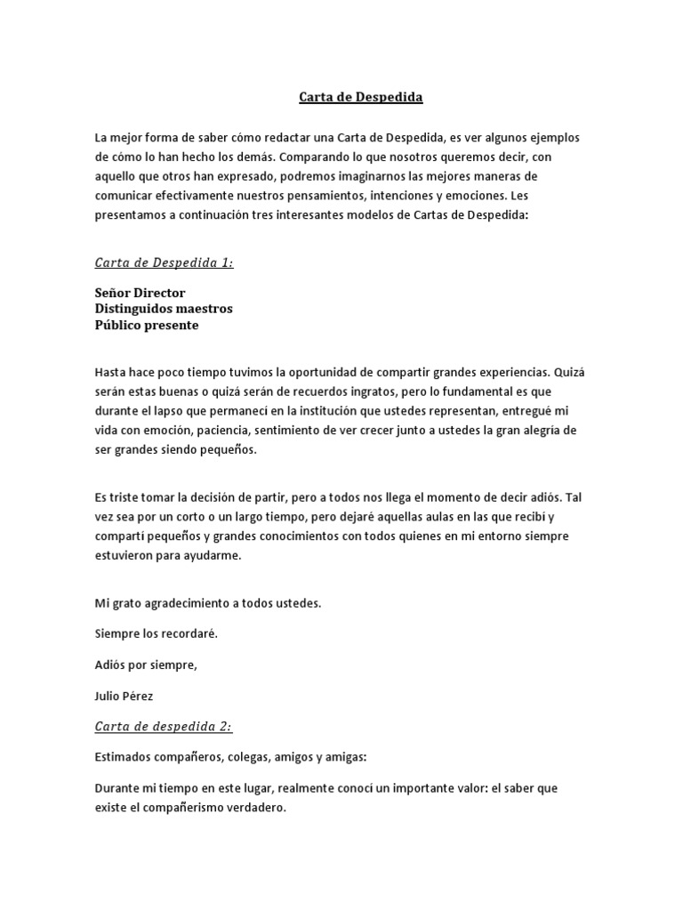 Carta De Despedida Pdf