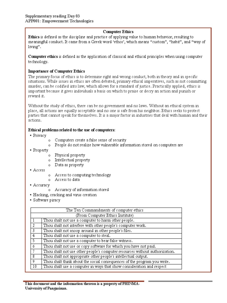 Understanding Computer Ethics and Security | PDF | Computer Virus ...