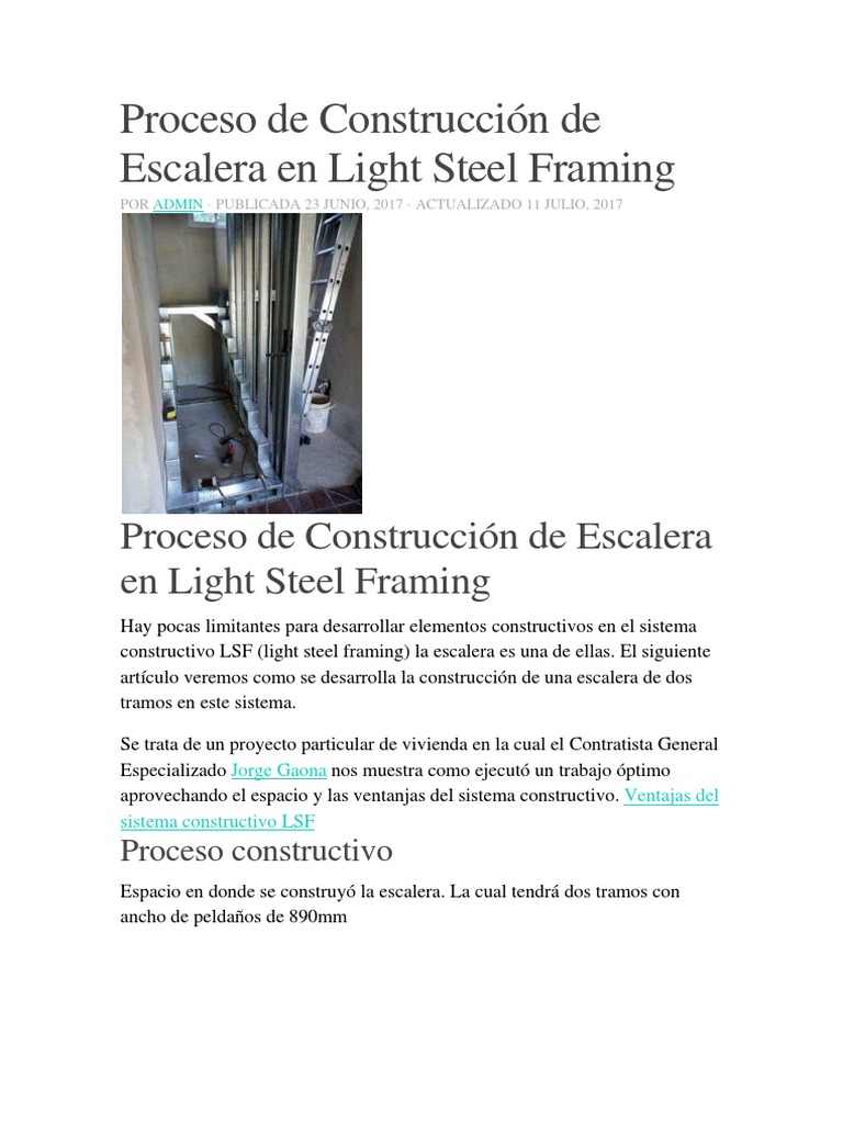 Proceso de Construcción de Escalera en Light Steel Framing | PDF ...