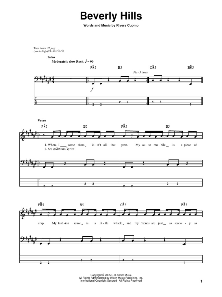 Weezer Bass PlayAlong (Bass TAB) Elements Of Music Musical Forms