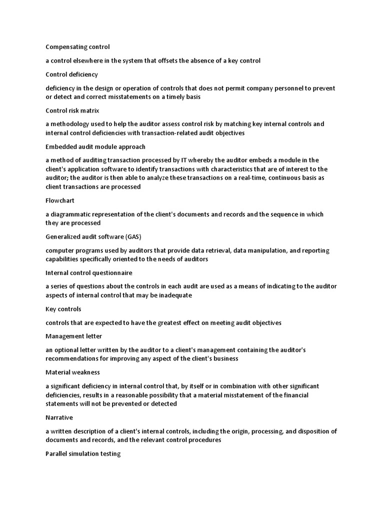 Compensating Control Financial Audit Internal Control