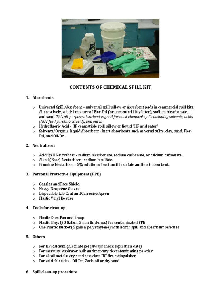 Chemical Spill Kit Contents PDF