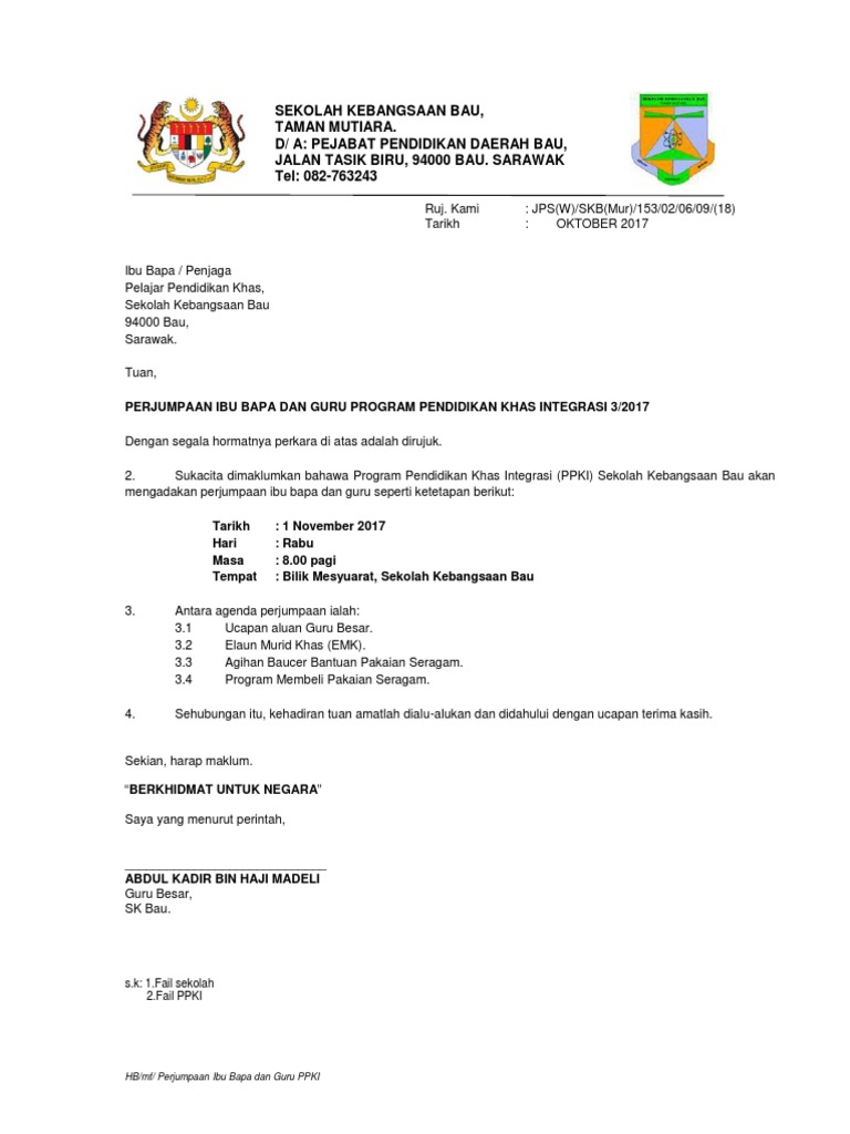 Contoh Surat Pangilan Ibubapamaakluman Ibubapa Mangsa Rogol