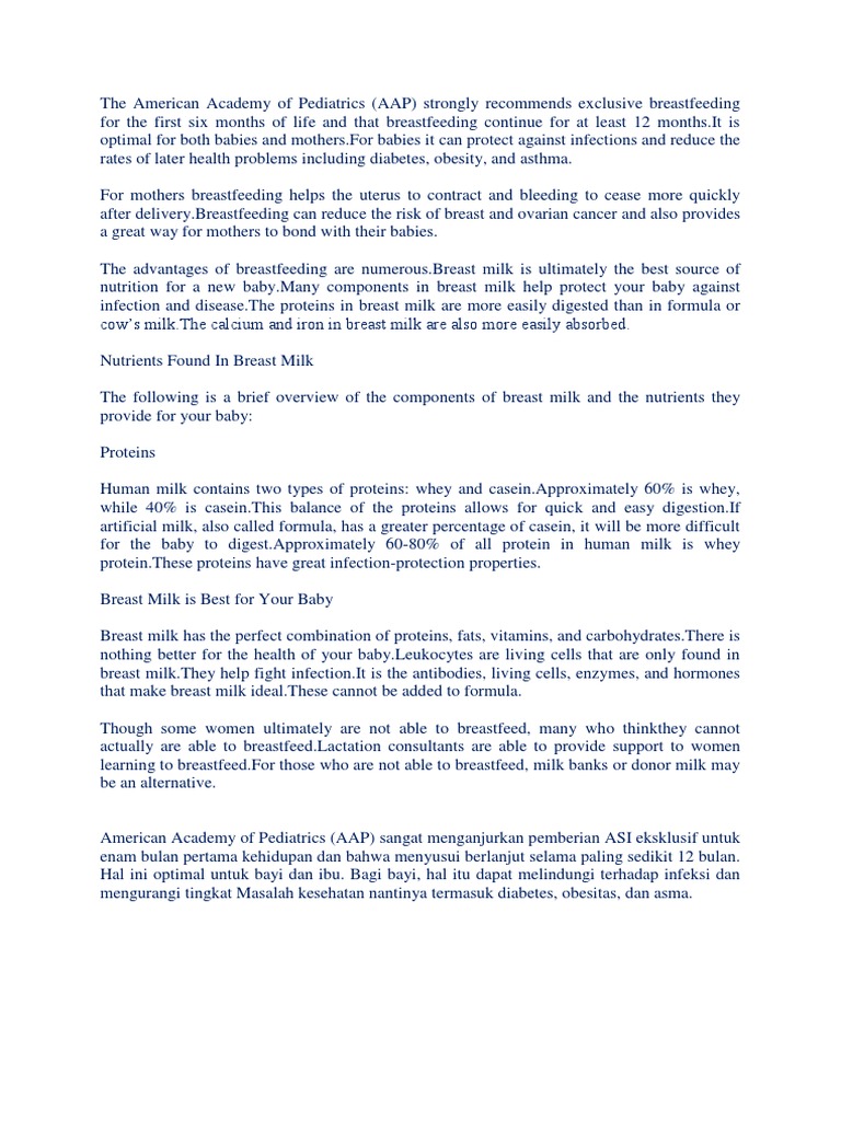 AAP Guidelines on Exclusive Breastfeeding | PDF | Breast Milk | Milk