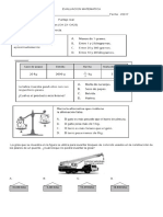 EVALUACION MATEMATICA Peso 3° Basico