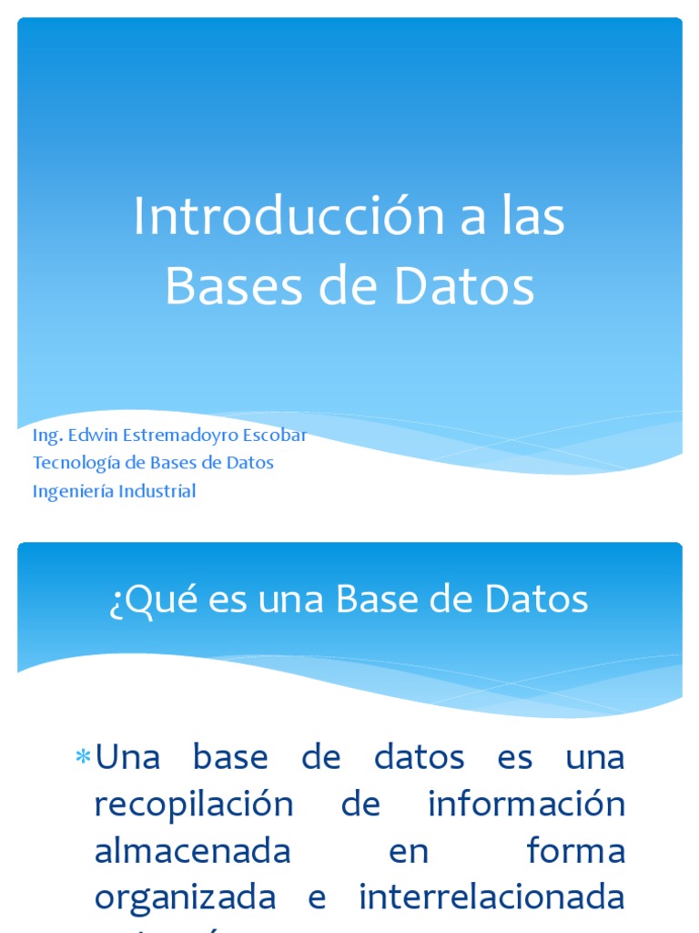 Introducción a las Bases de Datos | PDF | Bases de datos | Informática