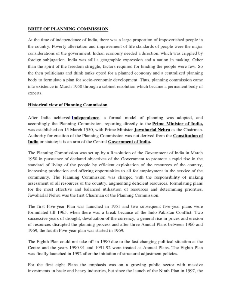 Overview of India's Planning Commission | PDF | Governance | Economies