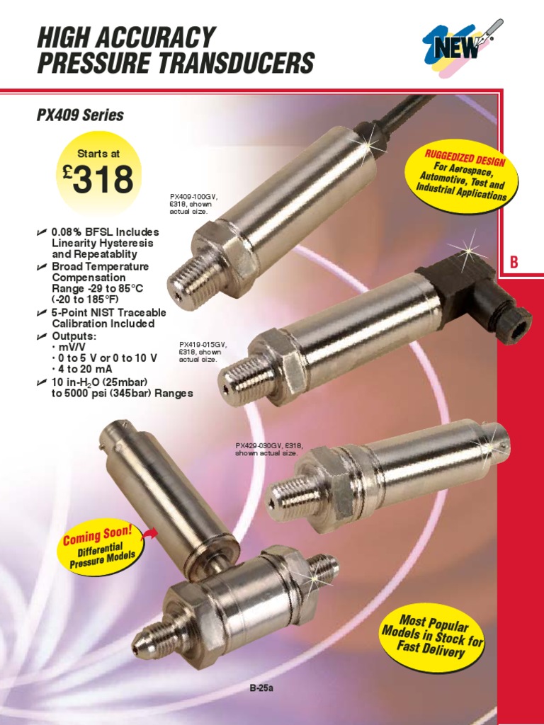 PX419 Series Pressure Sensor Data Sheet PDF Flow Measurement