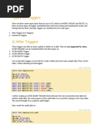 Types of Triggers: Create INT Identity Varchar Decimal