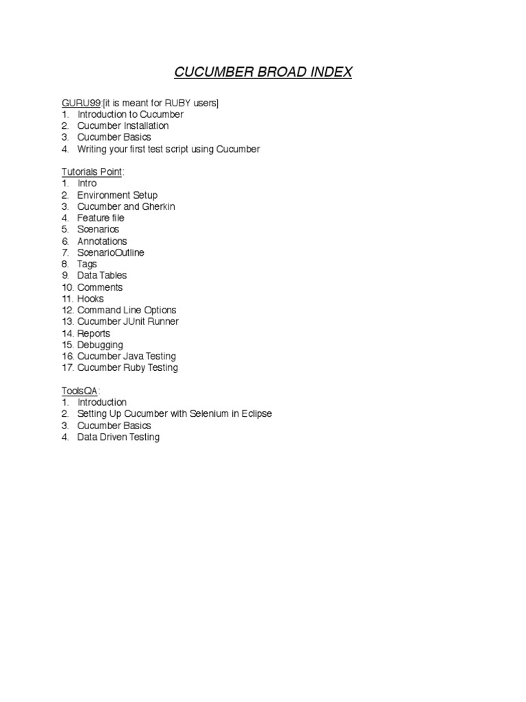 Comprehensive Cucumber Testing Guide | PDF