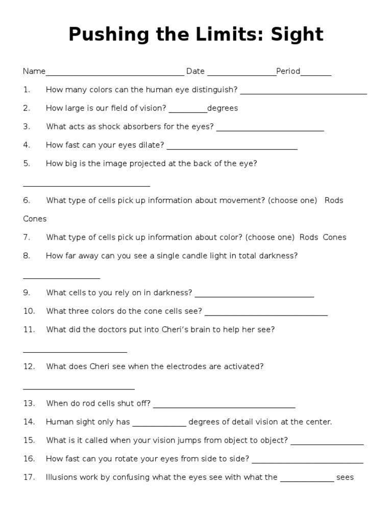 Sight Questions 2014 | PDF | Visual Perception | Eye