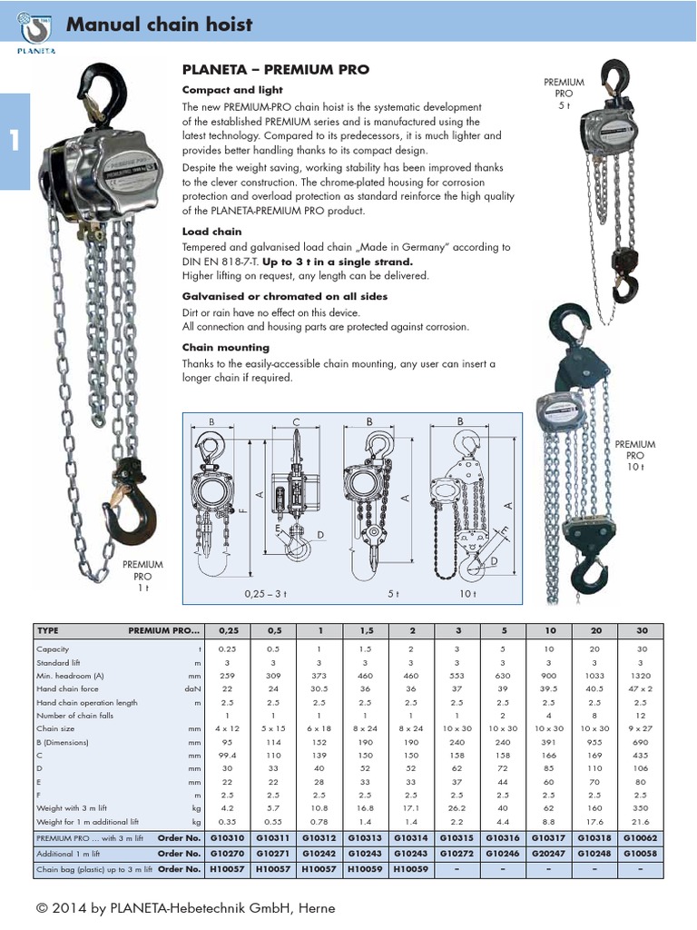 Manual Chain HoistPREMIUM Manufactured Goods Transport