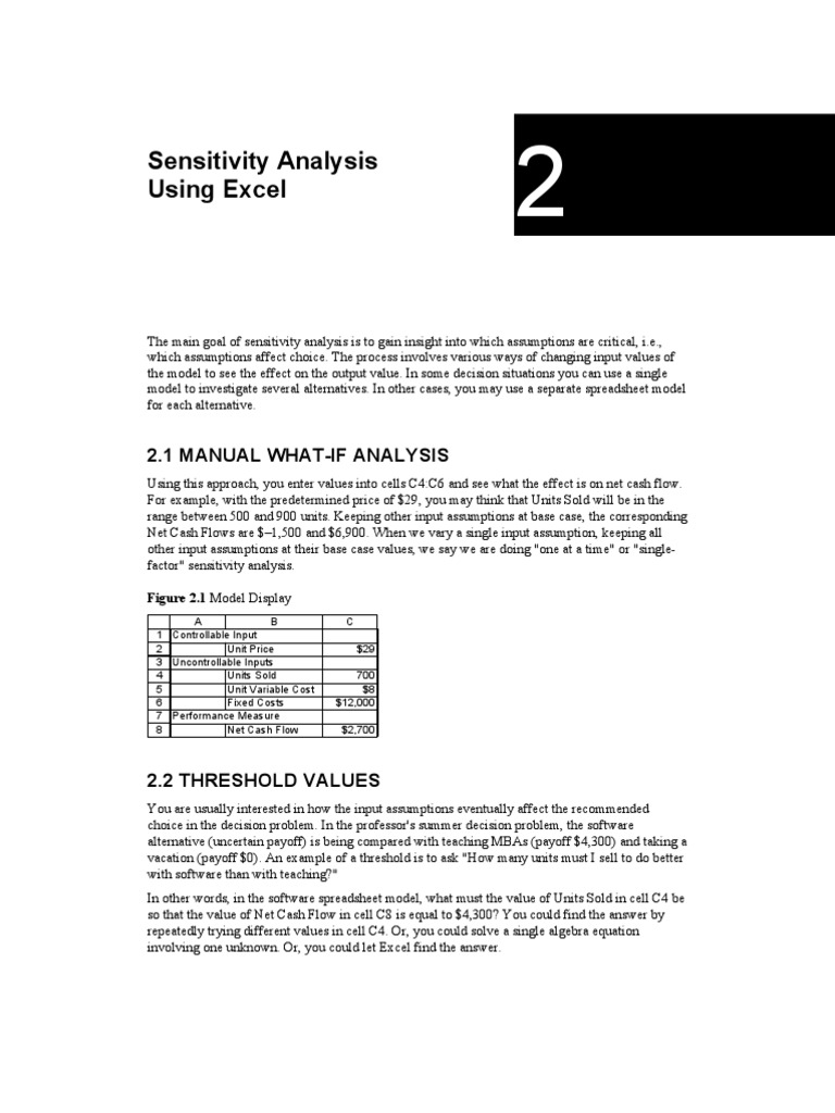 Excel Sensitivity Analysis Techniques | PDF | Sensitivity Analysis ...