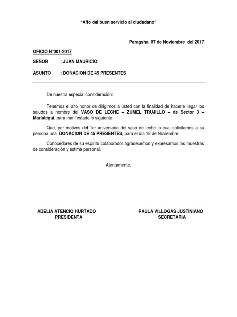 Oficio Donacion Presentes Escuelas Crecimiento personal