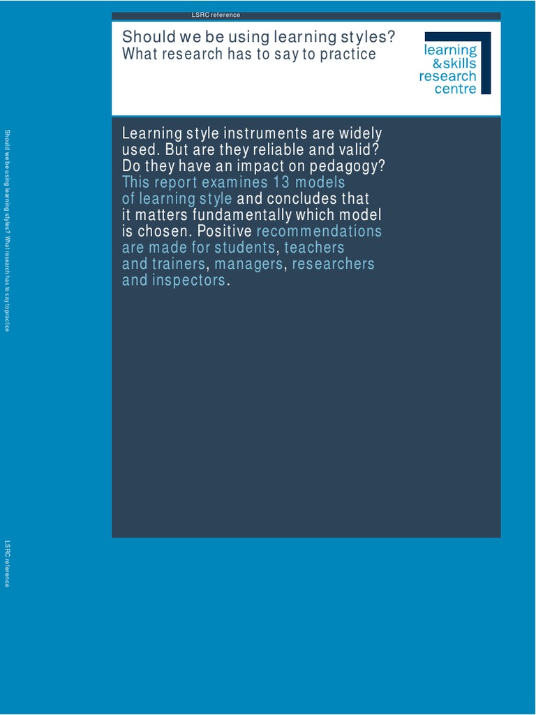 Coffield Review of Learning Styles PDF | PDF | Learning Styles ...
