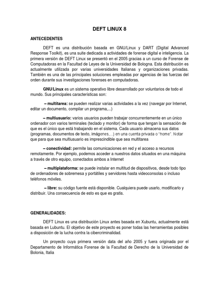 DEFT Linux 8: Herramientas Forenses Avanzadas | PDF | Distribución de ...