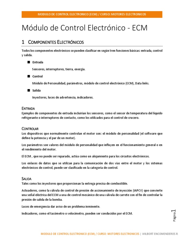 Módulo de Control Electrónico (ECM) | PDF | Microprocesador | Electrónica