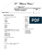 Examen mensual de biología del colegio Thales las Colinas