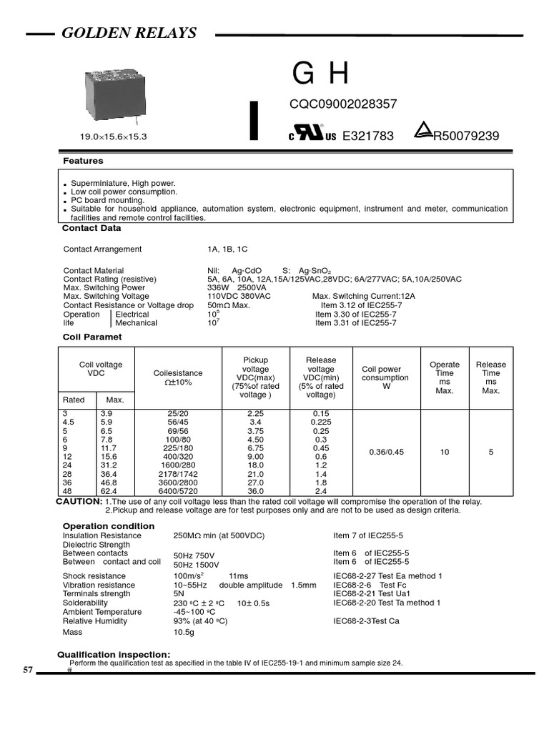 GH 1C 12L | PDF | Switch | Relay