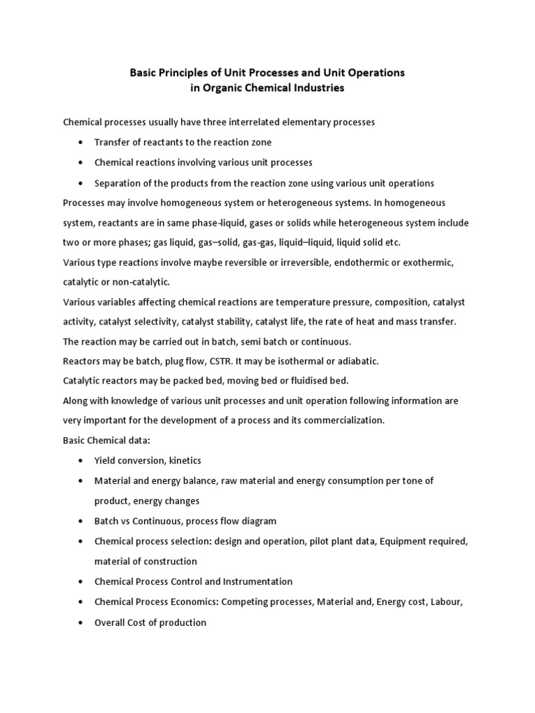 Unit Processes and Operations in Chemistry | PDF | Polymerization ...