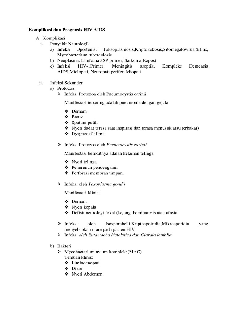KOMPLIKASI DAN PROGNOSIS PENYAKIT HIV/AIDS | PDF