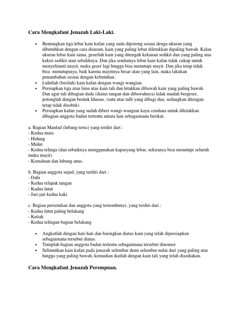 Tata Cara Kafani Mayit Lagi Pdf