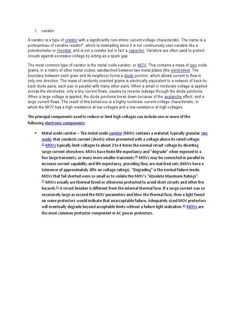 Understanding Metal Oxide Varistors | PDF | Metrology | Physical Quantities