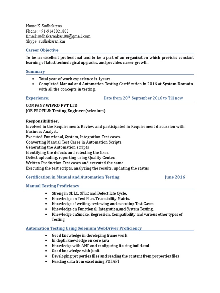 Selenium Testing Engineer Profile | PDF | Selenium (Software) | Computing