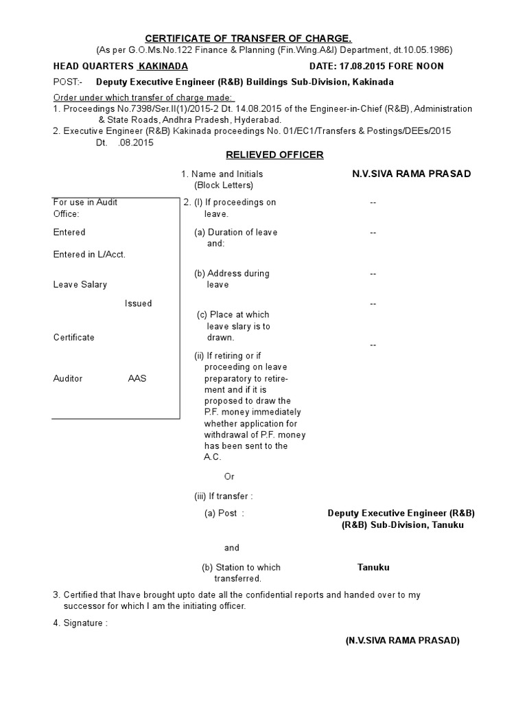 Certificate Of Transfer Mutation