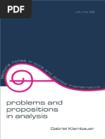 Gabriel Klambauer Problems and Propositions in Analysis Lecture Notes in Pure and Applied Mathematics 1979 PDF