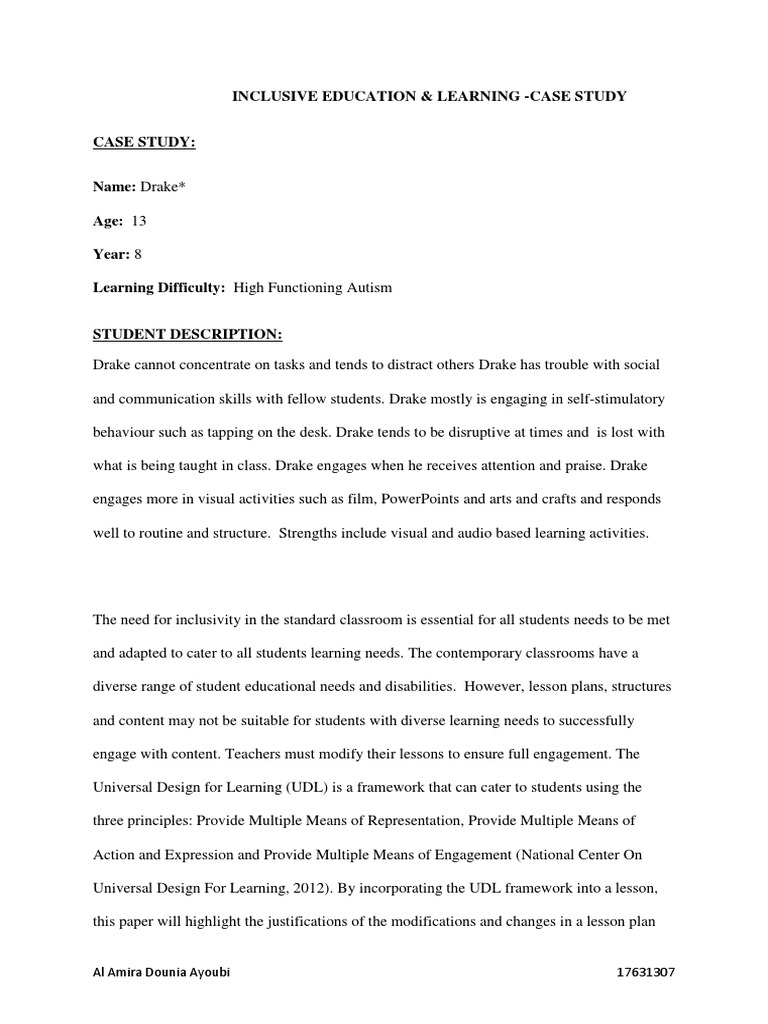 Inclusive Education Case Study | PDF | Lesson Plan | Inclusion (Education)