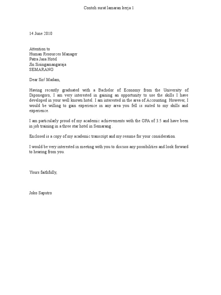 Contoh Surat Lamaran Kerja | PDF
