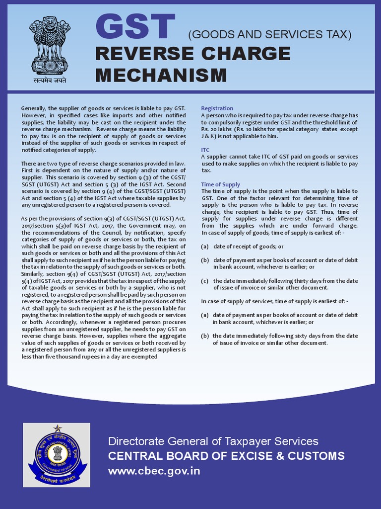 Reverse Charge Mechanism | PDF | Invoice | Receipt