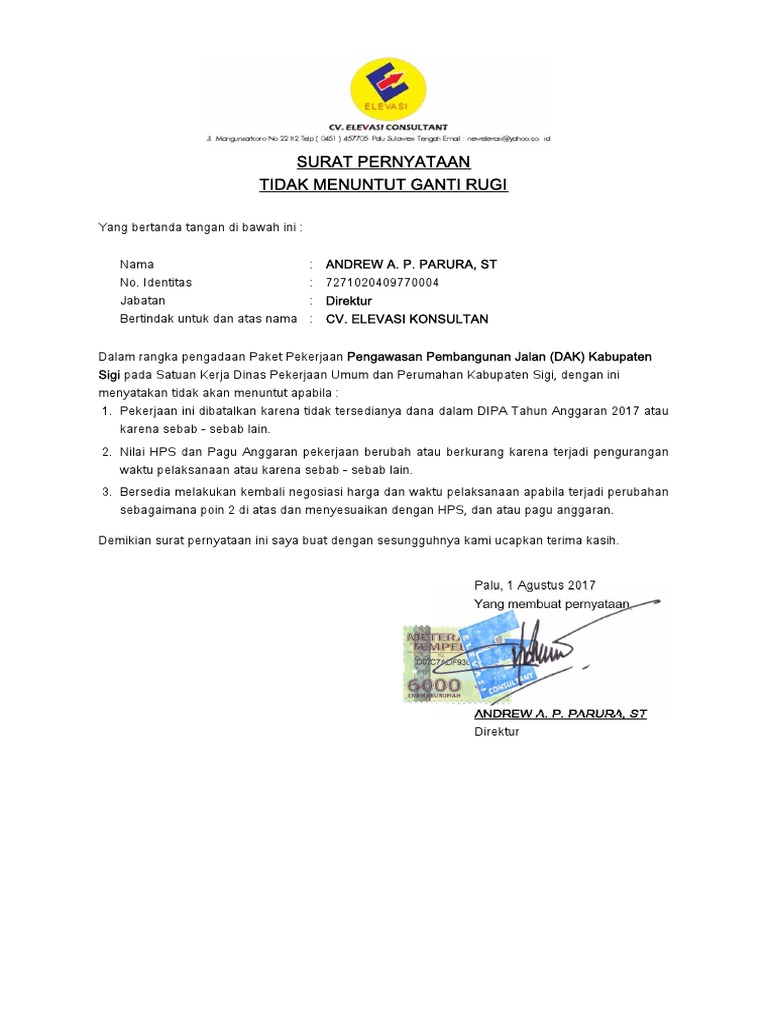 Surat Pernyataan Tidak Menuntut Ganti Rugi Admin blog Bagi Contoh Surat 2019 juga mengumpulkan gambar-gambar lainnya terkait surat pernyataan tidak menuntut ganti rugi kecelakaan dibawah ini.