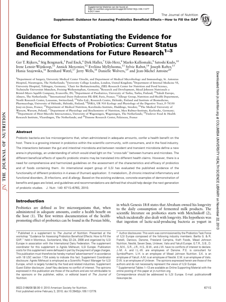 Guidance On Probiotics >> Guidance For Substantiating The Evidence For Beneficial Guidance On Probiotics >> Guidance For Substantiating The Evidence For Beneficial