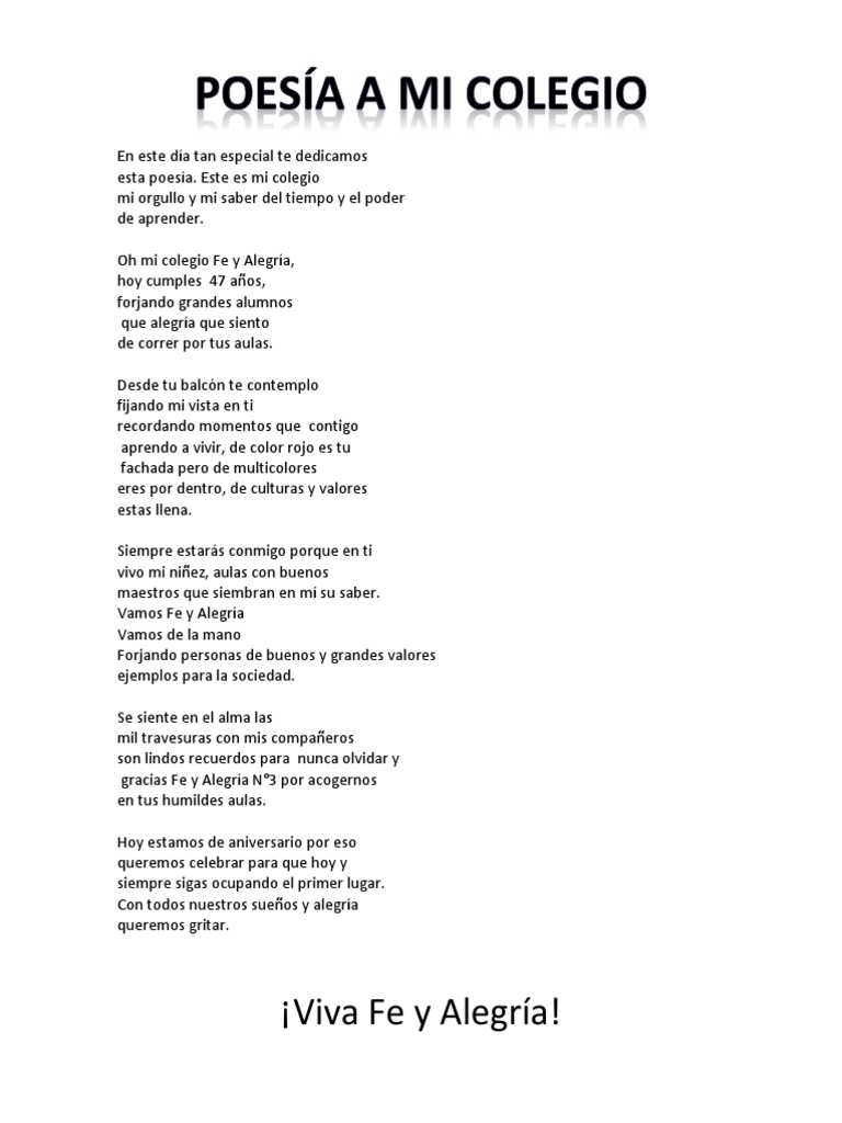 Poesía a Mi Colegio 2
