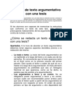 Ejemplo de Texto Argumentativo Con Una Tesis