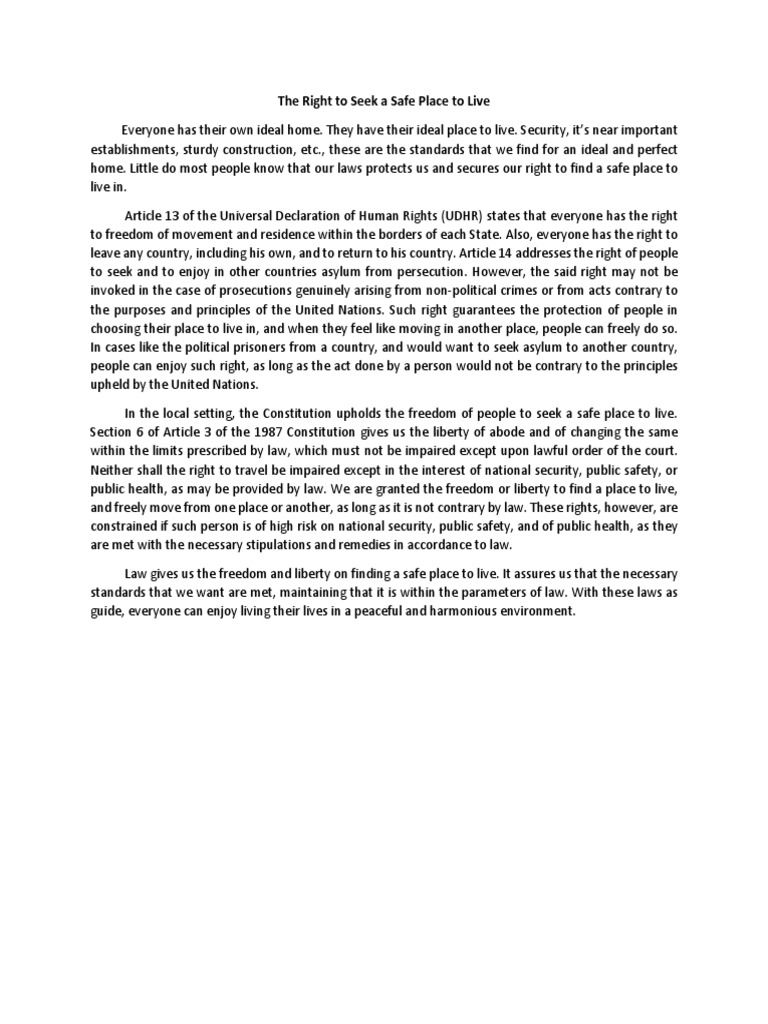 The Right to Seek a Safe Place to Live