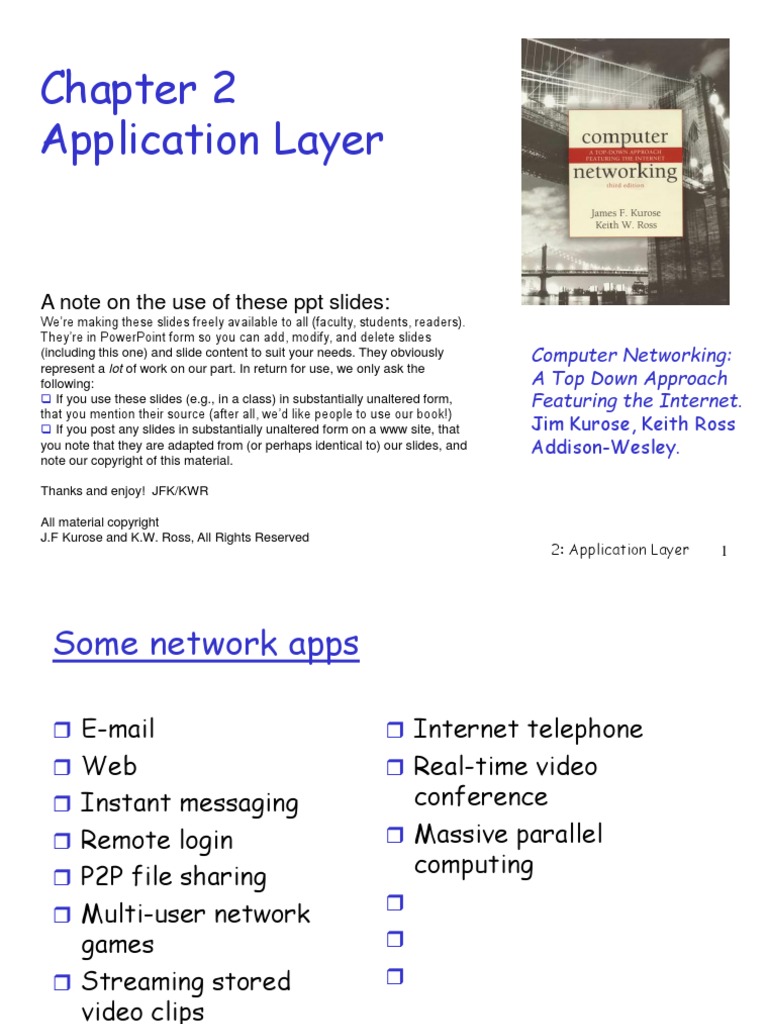 Application Layer: A Note On The Use of These PPT Slides | PDF | File ...