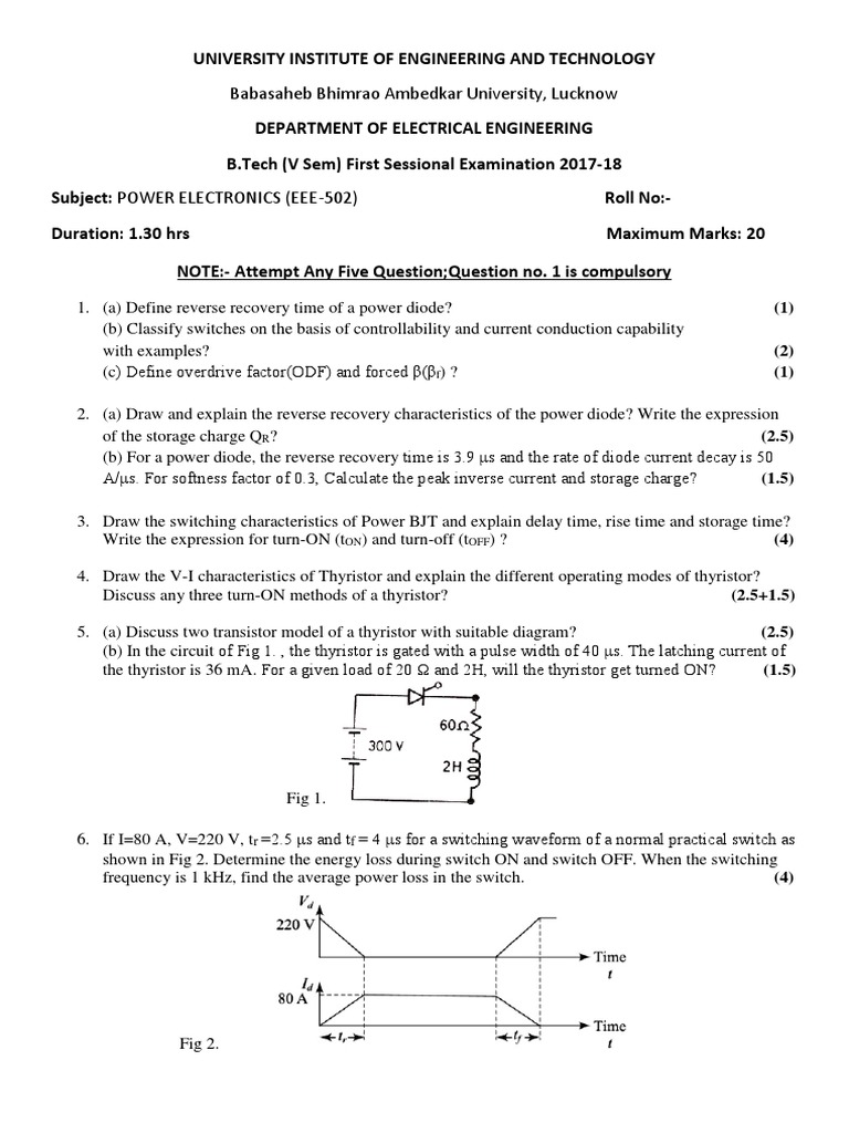 Power Electronics Exam Questions 2017 | PDF | Power Electronics | Diode