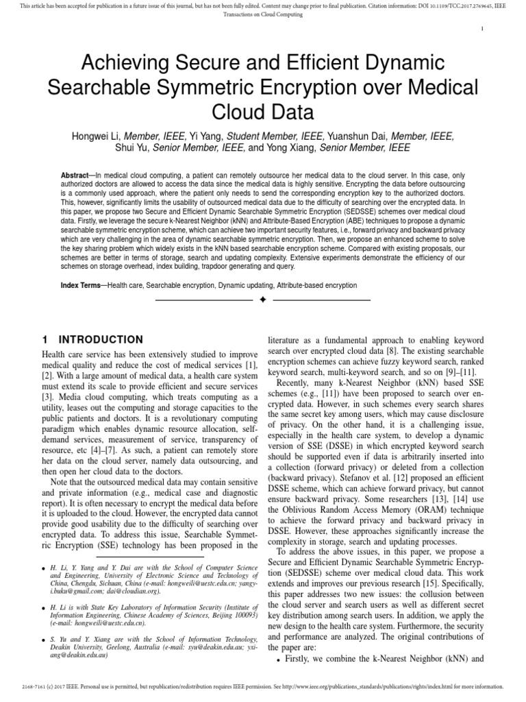 Achieving Secure and Efficient Dynamic Searchable Symmetric Encryption ...